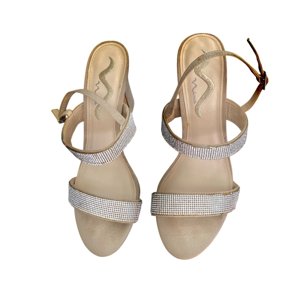 Nina Senta Alamo Tan Silver Studded Heel